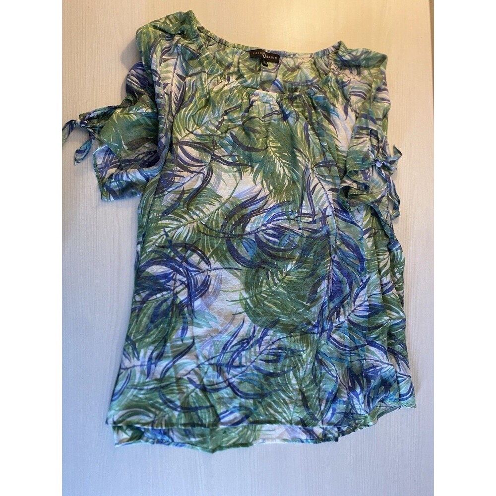 Fred David Blouse Tie Sleeve Peasant Style Size 3X Coastal
